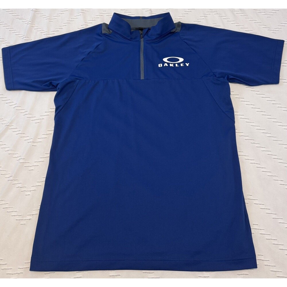 Oakley Performance Cycling Shirt Men’s Size Small Blue White Half Zip Bike Shirt